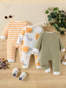 Baby Boy 3pcs/Set Giraffe Print Long Sleeve Jumpsuit