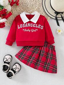 Baby Girls' Simple And Fashionable Sweatshirt And Skirt Set, Suitable For Outdoor Activities In Spring And Autumn - Multicolor - View 1