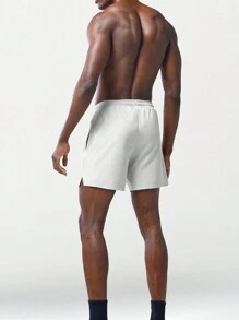 Manfinity Sport Corelite Boyfriend Style Men's Drawstring Waist Sports Shorts With Slanted Pocket, White Shorts Jogger Shorts