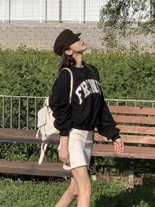 DAZY Women's Round Neck Letter Embroidery Sweatshirt,Fall Clothes School - Black - View 7