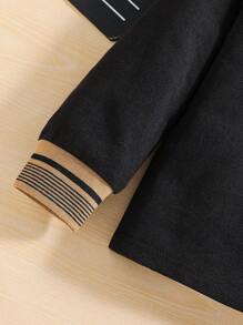 SHEIN Young Boy Casual Comfortable Deer Head Pattern Ribbed Collar Polo Shirt