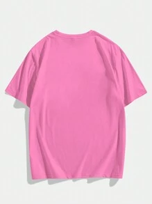 Manfinity Hypemode Men's Bone And Letter Printed Short Sleeve T-Shirt - Pink - View 4