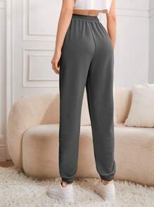 Mulvari 女裝束口腰口袋運動長褲 - 深灰色 - 查看 2