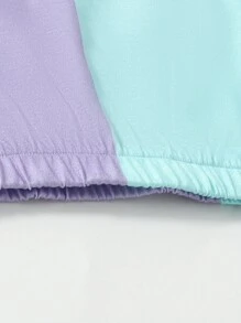 SHEIN Young Girl Casual Sleeveless Top & Shorts Set With Color Block Design - Multicolor - View 4