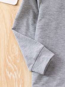 SHEIN 2 件套年轻男孩休闲格子宽松套装，长袖，秋季度假，假期，旅行，放松，日光浴，夏季 - 灰色 - 查看 5