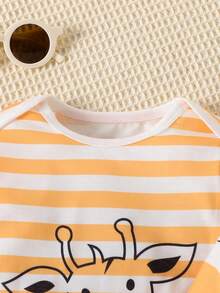 Baby Boy 3pcs/Set Giraffe Print Long Sleeve Jumpsuit