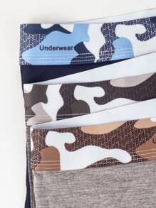 男式迷彩编织平角内裤 5 条装 - 彩色 - 查看 8