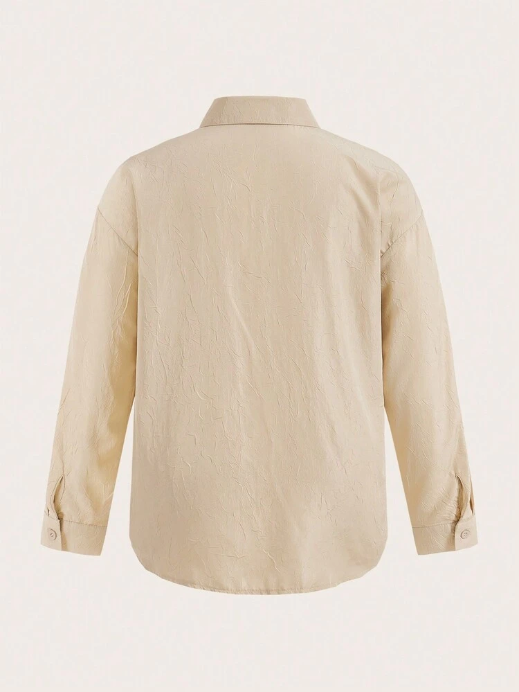 Plus-Size Solid Color Drop Shoulder Shirt
