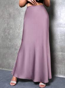 Glamine High Waist Satin Skirt Maxi Women Outfit