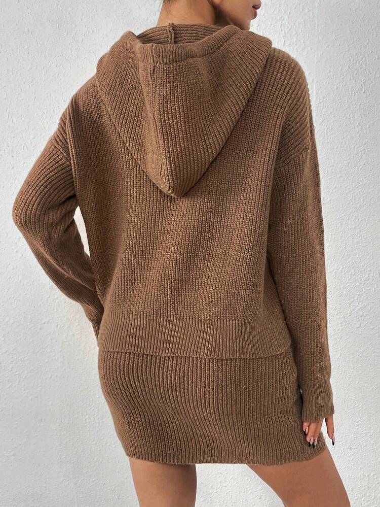 Casual And Versatile Knitted Sweater Two-Piece Set