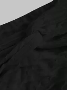 SHEIN MOD 單色系領口連身裙套裝 - 黑色 - 查看 3