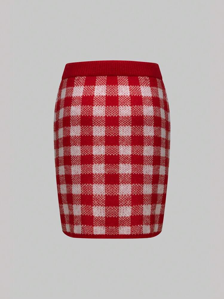Plaid Sweater Skirt