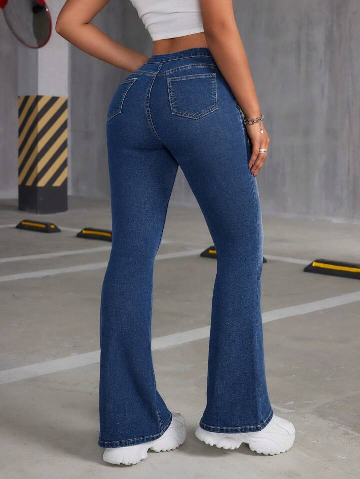SHEIN ICON Washed Flare Jeans | SHEIN USA