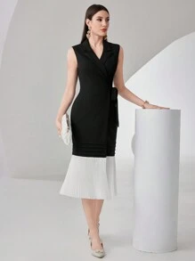 Modelyn Women'S Regular Fit Sleeveless Jacket With Side Knot Detail