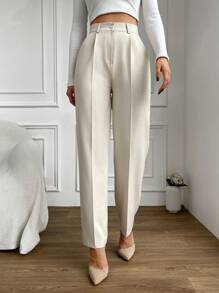 EURMUSE Women Patch Detailed Regular Pants - Beige - View 1