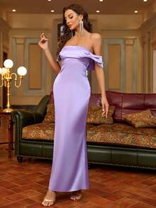 PARTHEA Satin Kleid Mit Off-shoulder Schnitt