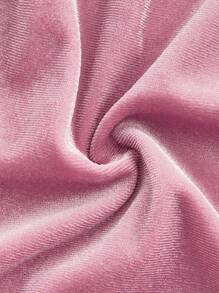 ROMWE Kawaii 加大碼天鵝絨鈴形褲,卡通骷髏圖案裝飾,飾以鑽石 - 粉色 - 查看 3