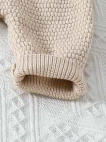 SHEIN Vintaside Kids 可愛休閒荷葉邊提花女嬰連身衣 - 杏色 - 查看 4