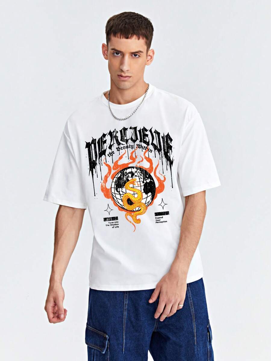 Manfinity EMRG 男士地球印花短袖t恤