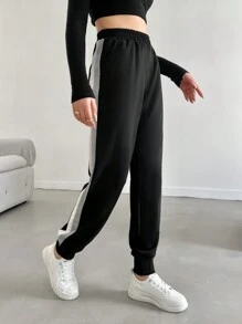 EURMUSE 側邊緞帶運動褲 - 黑色 - 查看 1