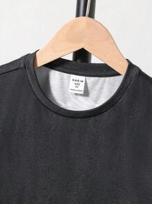 SHEIN 男童休閒街頭風格寬鬆 設計龍紋和火焰印花圓領t恤,滑板主題 - 彩色 - 查看 5