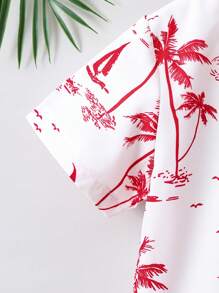 SHEIN Young Boy Tropical Plants Printed Short Sleeve Shirt And Shorts Set