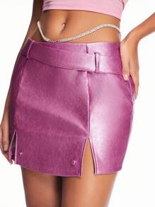 SHEIN BAE Women'S Split Hem Skirt