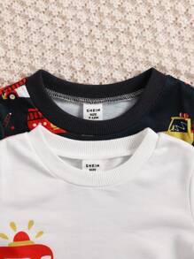 2 Miếng Em bé Con trai Thú vị Ô tô/xe hơi Mẫu Tay áo dài Vòng cổ Áo nỉ Bộ - Nhiều màu - Xem 4