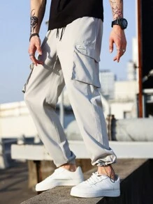 Manfinity Hypemode Men'S Multi-Pocket Cargo Trousers - Light Grey - View 4