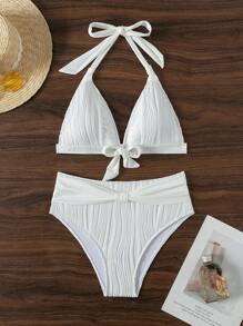 SHEIN Swim 女士纯色比基尼套装婚礼夏季海滩 - 彩色 - 查看 6
