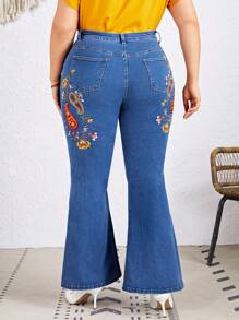 SHEIN LUNE Denim ukuran plus - Medium Wash - View 2