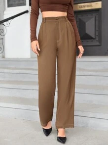 Anewsta Women'S Pleated Pants - Khaki - View 1