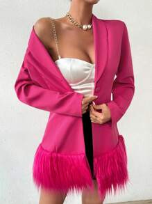 Allurite Vá lại Viền tua Áo vest - Màu Hồng Tươi - Xem 5