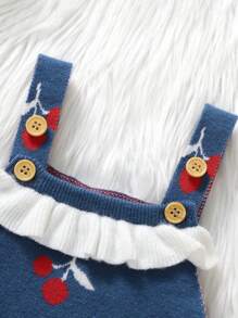 SHEIN Spädbarn Körsbärsmönster Tröja Jumpsuit - Kungsblått - Visa 4