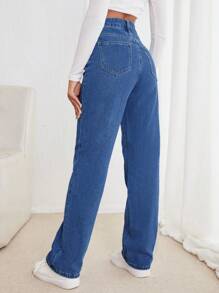 RueChic Quý cô Linh hoạt Đúng mốt Quần legging thẳng - Rửa trung bình - Xem 2