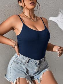 SHEIN Essnce 大尺碼純色連身衣 - 藏蓝色 - 查看 3