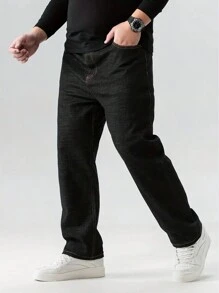 Manfinity Homme Men's Plus Size Denim Pants With Pockets