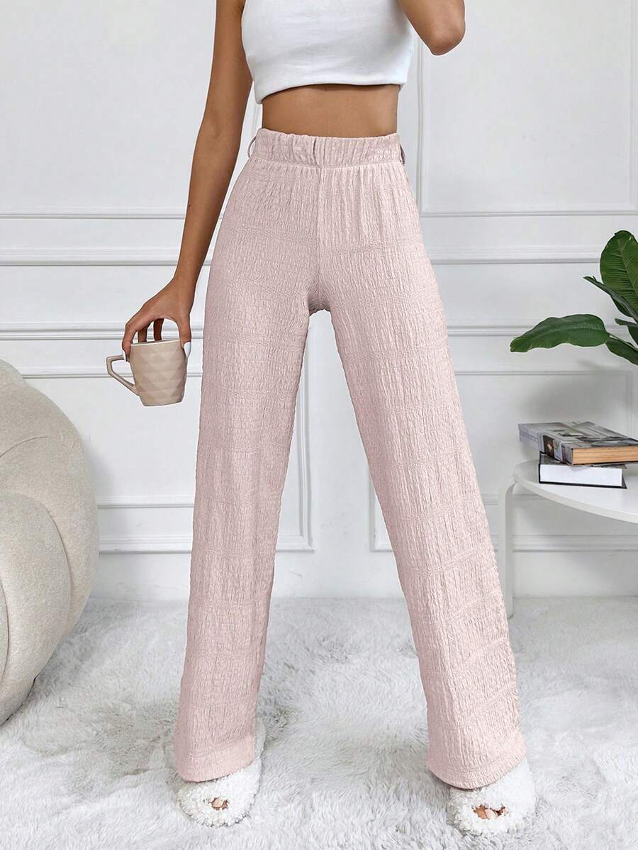 SHEIN Jednolity Elastyczny pas Spodnie z prostymi nogawkami