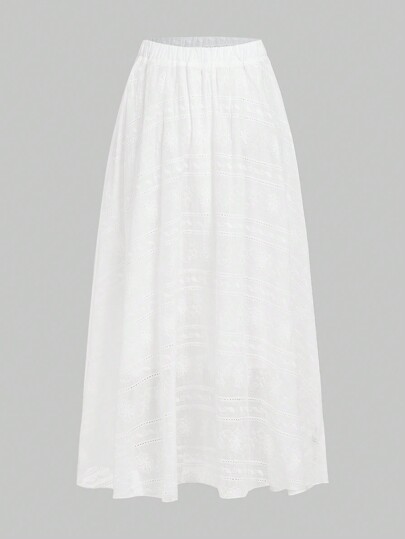 ROMWE Avant Bestickter Rock Mit Hoher Taille Und Ausgehöhltem Design