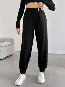 EURMUSE 側邊緞帶運動褲 - 黑色 - 查看 4