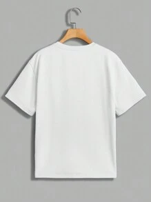 SHEIN Tween Boys' Loose Fit Casual Crew Neck Short Sleeve T-Shirt And Pants 3pcs Outfits Matching Set