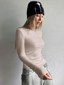 DAZY Camiseta de unicolor para damas, ropa de mujer de otoño