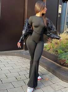 INAWLY 女性無背心擴腿連身褲 - 黑色 - 查看 2