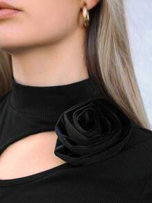 SHEIN Frenchy 3d花朵剪裁修身上衣