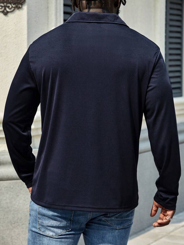 Men'S Plus Size Long Sleeve Polo Shirt