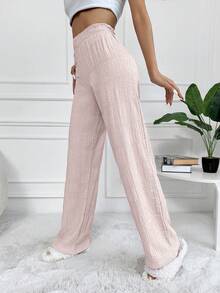 SHEIN Jednolity Elastyczny pas Spodnie z prostymi nogawkami