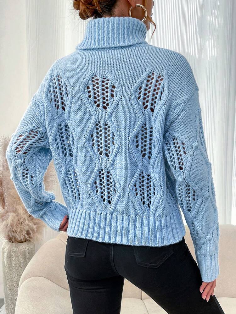 Turtleneck Drop Shoulder Sleeve Pullover Knit Pullover Fall Winter Sweater
