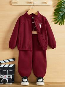 SHEIN Set Bayi Laki-Laki - Burgundy - View 4
