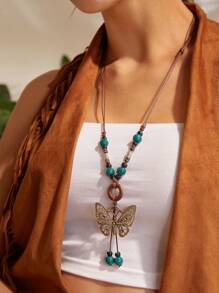 SHEIN VCAY 1pc Vacation Style Fashionable Personalized Necklace - Bronze - View 4