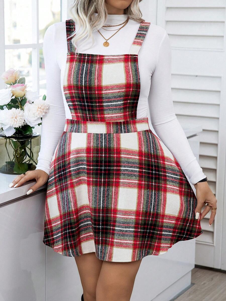 Calvaya Kích thước lớn Kẻ sọc Không tay Đầm Tổng thể - Đỏ - Xem 1